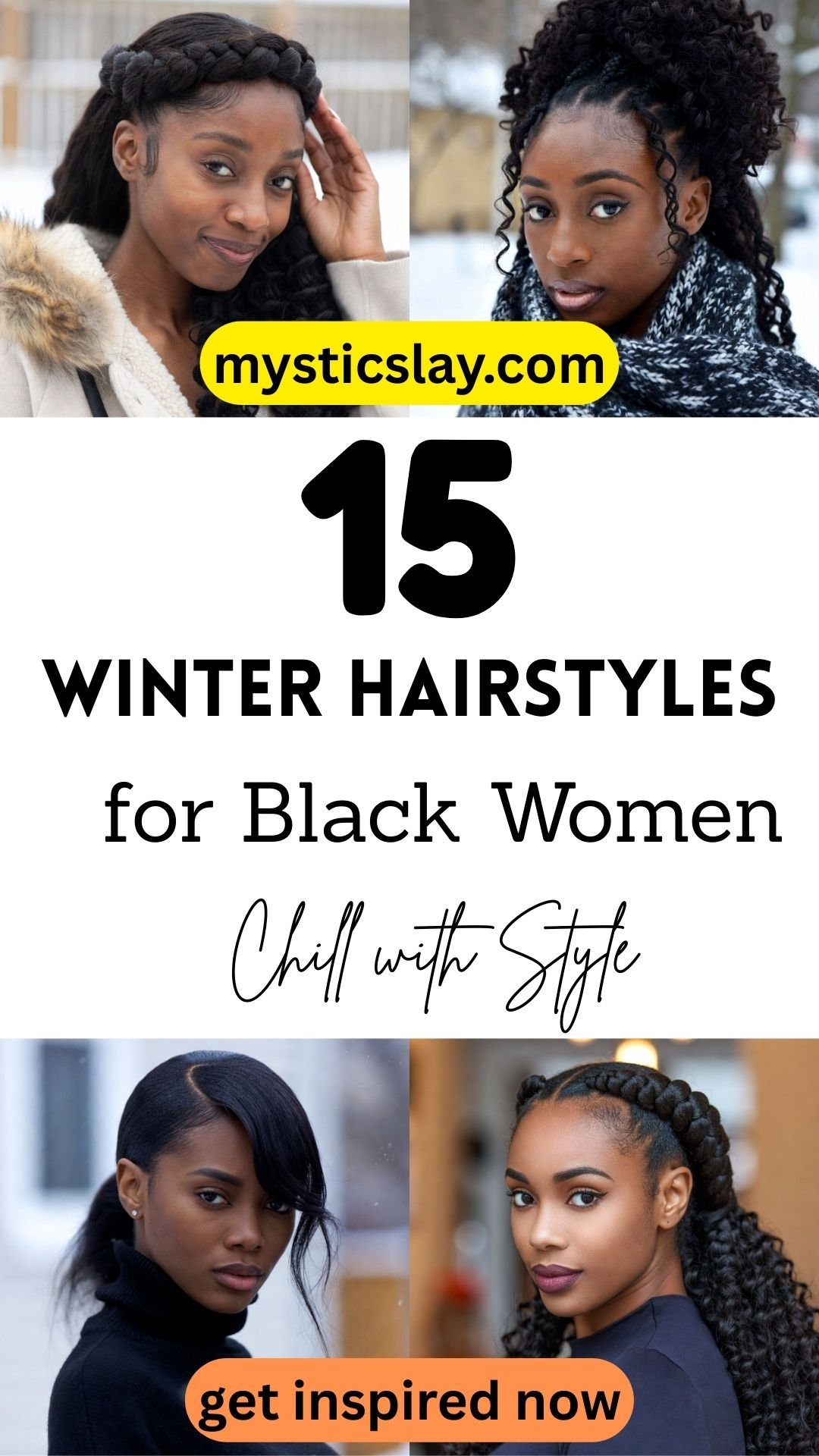 Collage of winter hairstyles for women